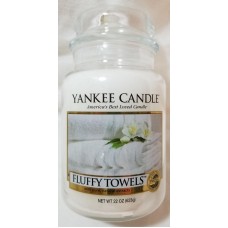 Yankee Candle FLUFFY TOWELS Large Jar 22 Oz White Housewarmer New Wax   202403468045